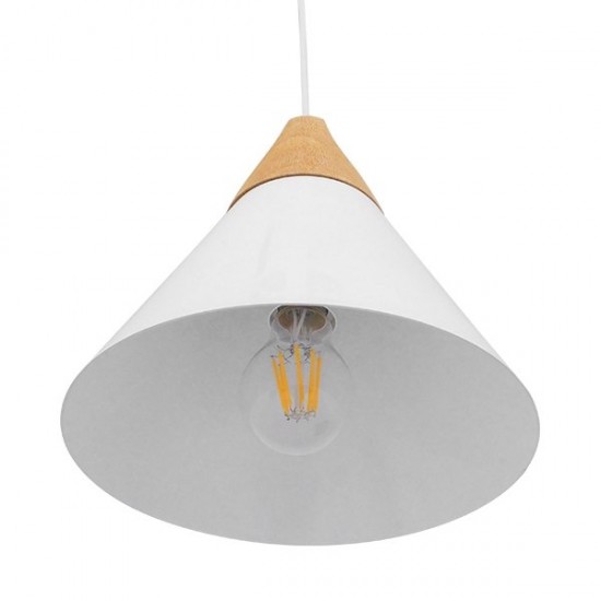 250mm Nordic Modern Looking White Wood finish Pendant Light