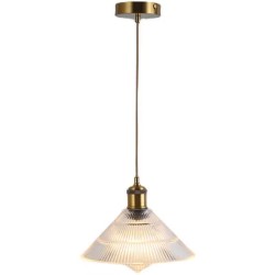 12.02 NO RESTOCK-D300*H230mm V shape Vintage Glass Pendant light On Antique Brass Fitting
