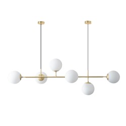 Unique Stylish Brushed Gold Kitchen Bar Light with 6 Milky Glass Ball Unique Stylish Brushed Gold Kitchen Bar Light with 6 Milky Glass Ball