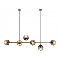 Unique Stylish Brushed Golden Pendant light with 6 Smoky Glass Ball Unique Stylish Brushed Golden Pendant light with 6 Smoky Glass Ball
