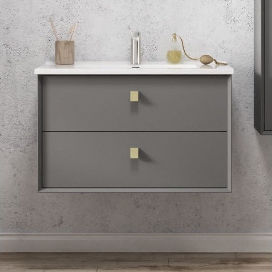 ROYAL GREY COLOUR 750X460X510MM PLYWOOD WALL HUNG VANITY WITH POLYMARBLE TOP