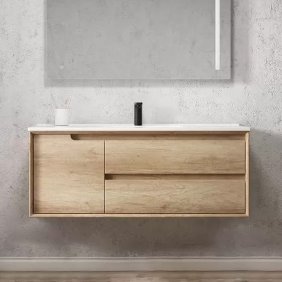 1200X460mm Scented1200WSBASE LIGHT OAK WALL HUNG VANITY Single Basin 