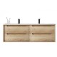 1500X460mm Scented1500WDBASE LIGHT OAK WALL HUNG FOUR DRAWERS VANITY Double Basin 