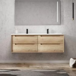 1500X460mm Scented1500WDBASE LIGHT OAK WALL HUNG FOUR DRAWERS VANITY Double Basin  1500X460mm Scented1500WDBASE LIGHT OAK WALL HUNG FOUR DRAWERS VANITY Double Basin