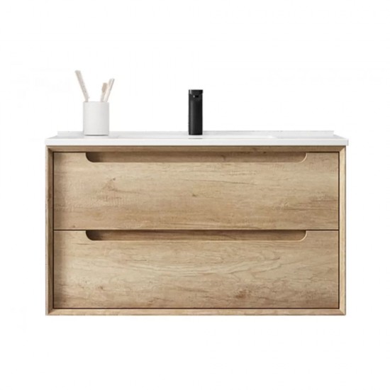 600X460mm Scented600WBASE LIGHT OAK WALL HUNG TWO DRAWERS VANITY 