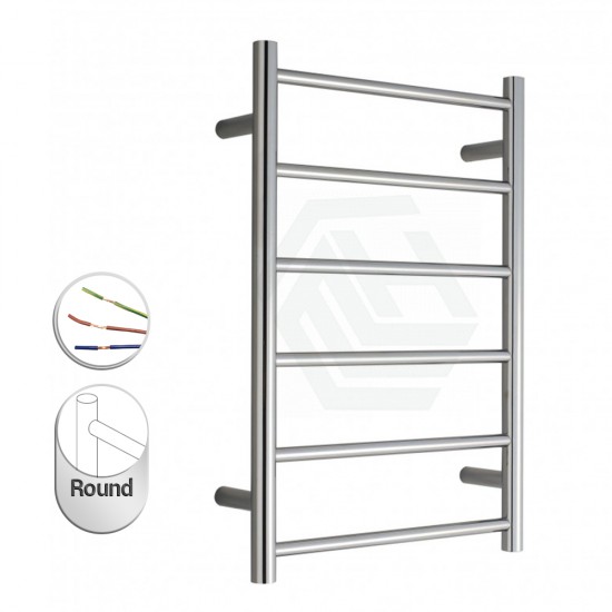 600W x800H x120D 6 Bar Round Heated Towel Rail 