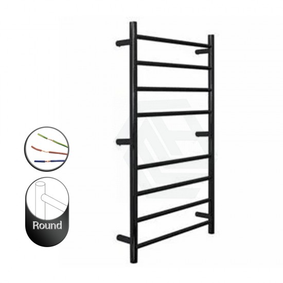 600Wx1000Hx120D 80W Black color Round Heated Towel Rail 8 Bar