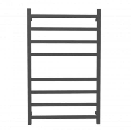 600Wx1000Hx120D  8 Square Bar Black Heated Towel Rail