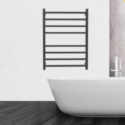 600Wx1000Hx120D 8 Square Bar Black Heated Towel Rail 600Wx1000Hx120D 8 Square Bar Black Heated Towel Rail