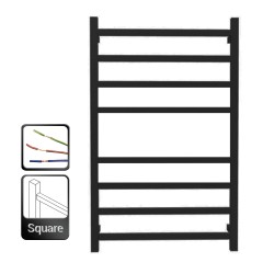 600Wx1000Hx120D 8 Square Bar Black Heated Towel Rail 600Wx1000Hx120D 8 Square Bar Black Heated Towel Rail
