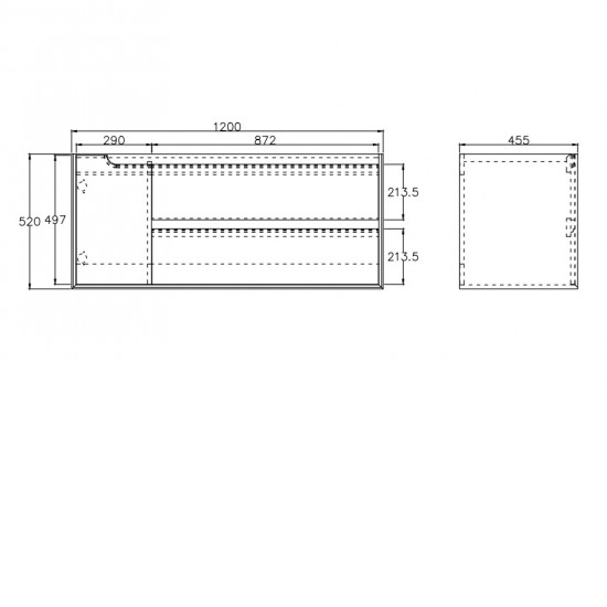 1200X460mm Scented1200WSBASE LIGHT OAK WALL HUNG VANITY Single Basin 