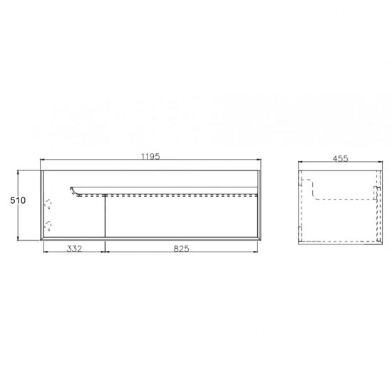 1200X460X510 Wall Hung Light Oak Plywood Base with Two Drawers Vanity