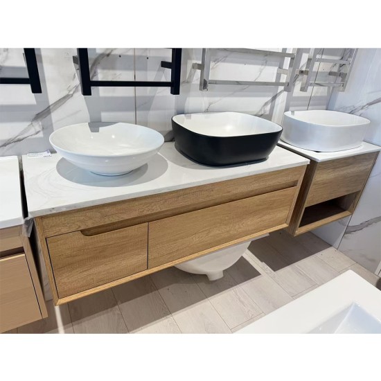 1200X460X510 Wall Hung Light Oak Plywood Base with Two Drawers Vanity