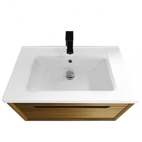 600X460X510mm Wall Hung Light Oak Plywood Base with One Drawer Vanity