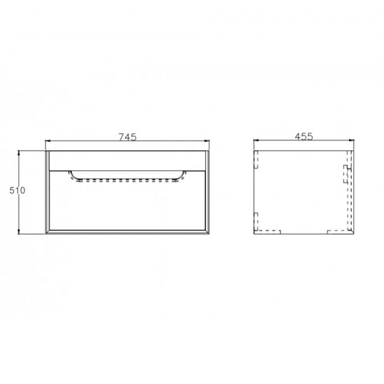 SAMPLE SALE-750X460X510mm Wall Hung Light Oak Plywood Base with One Drawer Vanity