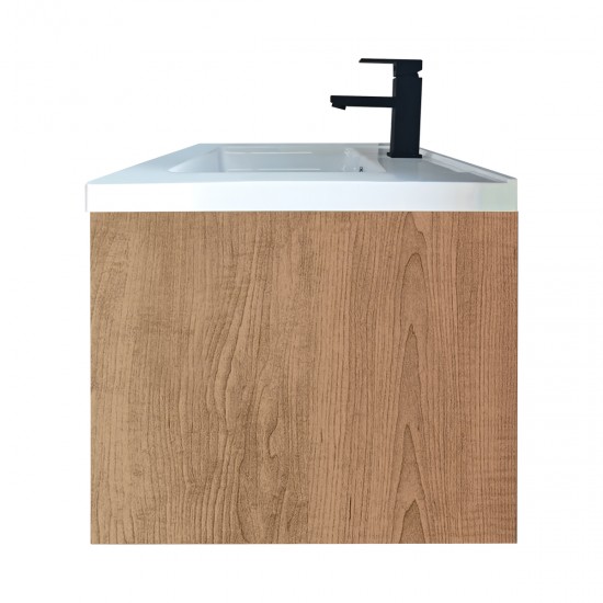 750X460X510mm Wall Hung Light Oak Plywood Base with One Drawer Vanity