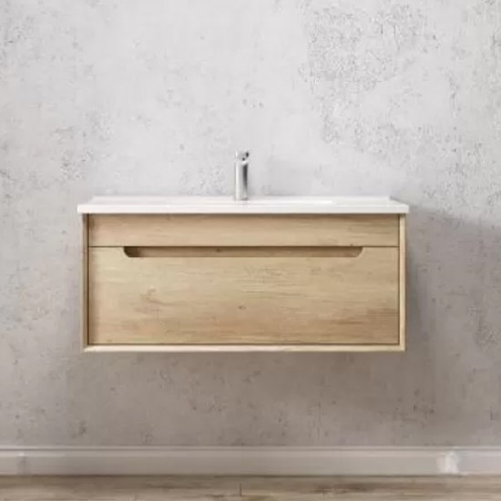 900X460X510mm Wall Hung Light Oak Plywood Base with One Drawer Vanity