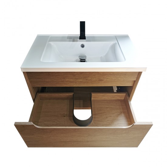 900X460X510mm Wall Hung Light Oak Plywood Base with One Drawer Vanity