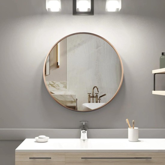 700x700x40mm Rose Gold Stainless Steel Framed Round Wall Mirror with Brackets 700x700x40mm Rose Gold Stainless Steel Framed Round Wall Mirror with Brackets