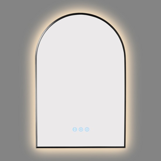 600x900mm Backlit Gunmetal Grey Frame Arched LED Wall Mirror Motion Sensor Switch 600x900mm Backlit Gunmetal Grey Frame Arched LED Wall Mirror Motion Sensor Switch