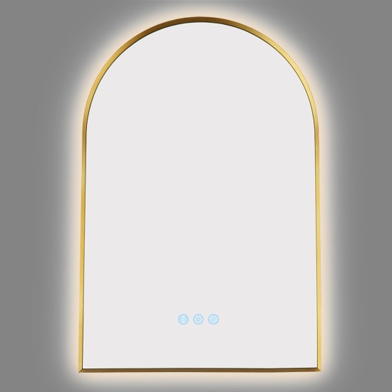 600x900mm Backlit Brushed Yellow Gold Frame Arched LED Wall Mirror Motion Sensor Switch 600x900mm Backlit Brushed Yellow Gold Frame Arched LED Wall Mirror Motion Sensor Switch