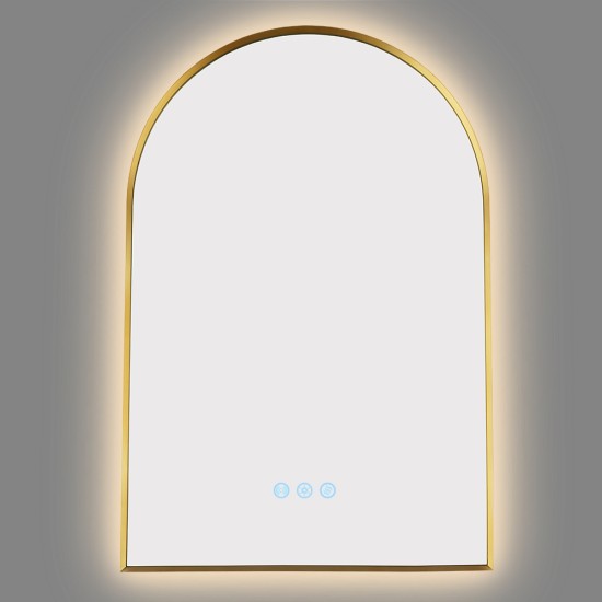 600x900mm Backlit Brushed Yellow Gold Frame Arched LED Wall Mirror Motion Sensor Switch 600x900mm Backlit Brushed Yellow Gold Frame Arched LED Wall Mirror Motion Sensor Switch