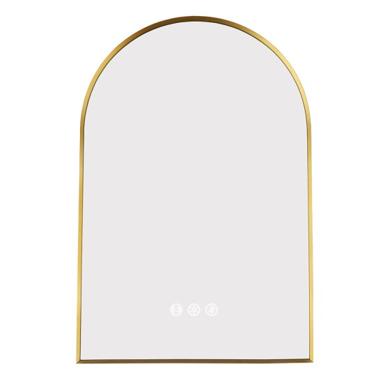 600x900mm Backlit Brushed Yellow Gold Frame Arched LED Wall Mirror Motion Sensor Switch 600x900mm Backlit Brushed Yellow Gold Frame Arched LED Wall Mirror Motion Sensor Switch