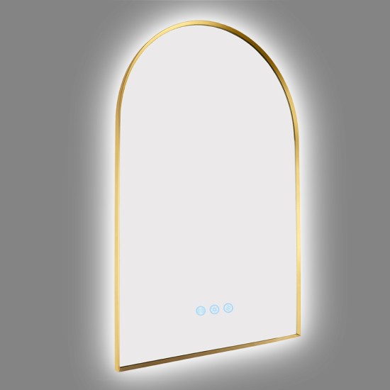 600x900mm Backlit Brushed Yellow Gold Frame Arched LED Wall Mirror Motion Sensor Switch 600x900mm Backlit Brushed Yellow Gold Frame Arched LED Wall Mirror Motion Sensor Switch