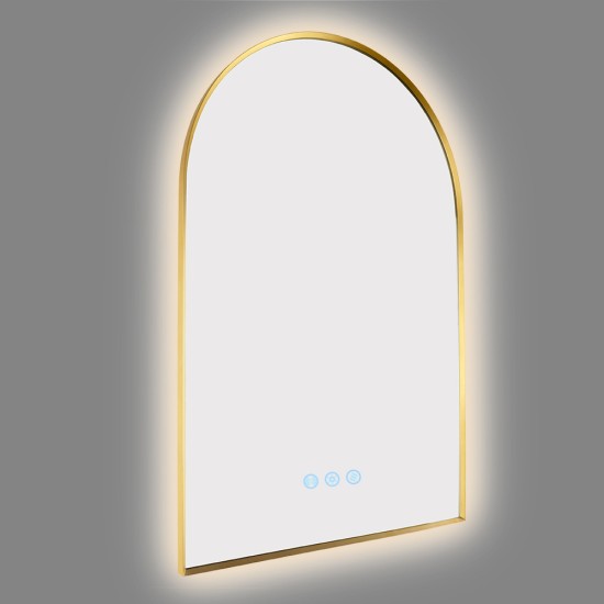 600x900mm Backlit Brushed Yellow Gold Frame Arched LED Wall Mirror Motion Sensor Switch 600x900mm Backlit Brushed Yellow Gold Frame Arched LED Wall Mirror Motion Sensor Switch