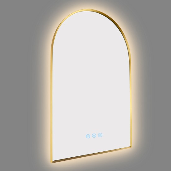 600x900mm Backlit Brushed Yellow Gold Frame Arched LED Wall Mirror Motion Sensor Switch 600x900mm Backlit Brushed Yellow Gold Frame Arched LED Wall Mirror Motion Sensor Switch