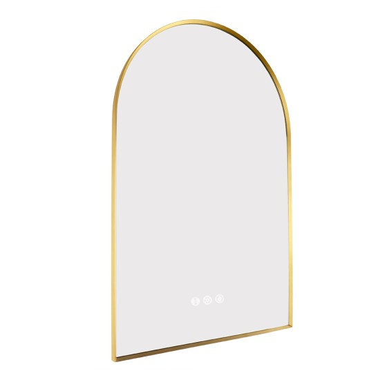 600x900mm Backlit Brushed Yellow Gold Frame Arched LED Wall Mirror Motion Sensor Switch 600x900mm Backlit Brushed Yellow Gold Frame Arched LED Wall Mirror Motion Sensor Switch