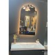 500x900mm Arched LED Wall Mirror with Bluetooth Speaker Dimister Touch Switch 3 Colours Lighting