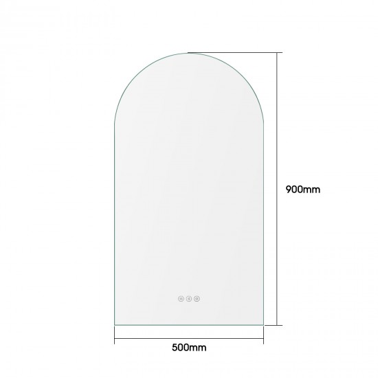 500x900mm Arched LED Wall Mirror with Bluetooth Speaker Dimister Touch Switch 3 Colours Lighting
