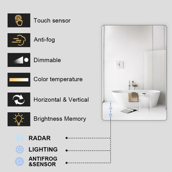 1200x750mm Rectangle LED Mirror with Motion Sensor Demister Backlit Touch Switch 3 Colours Lighting Frameless 1200x750mm Rectangle LED Mirror with Motion Sensor Demister Backlit Touch Switch 3 Colours Lighting Frameless