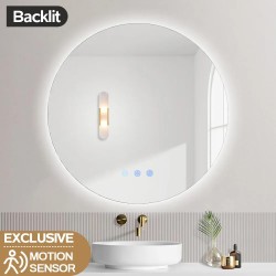 600mm Round LED Mirror with Demister Motion Sensor Switch Backlit Touch Switch 3 Colours Lighting Frameless 600mm Round LED Mirror with Demister Motion Sensor Switch Backlit Touch Switch 3 Colours Lighting Frameless