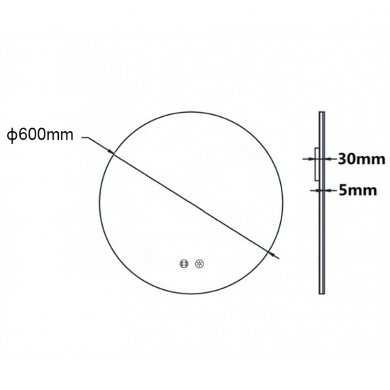 600mm Round LED Mirror with Demister Motion Sensor Auto On Backlit Touch Switch 3 Colours Lighting Frameless