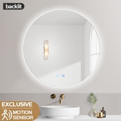 700x700mm Round LED Mirror with Motion Sensor Auto On Demister Backlit Touch Switch 3 Colours Lighting Frameless 700x700mm Round LED Mirror with Motion Sensor Auto On Demister Backlit Touch Switch 3 Colours Lighting Frameless