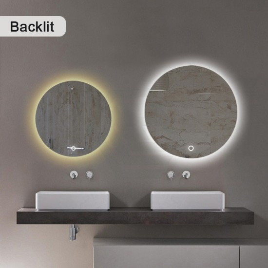 700x700mm Round LED Mirror with Motion Sensor Auto On Demister Backlit Touch Switch 3 Colours Lighting Frameless