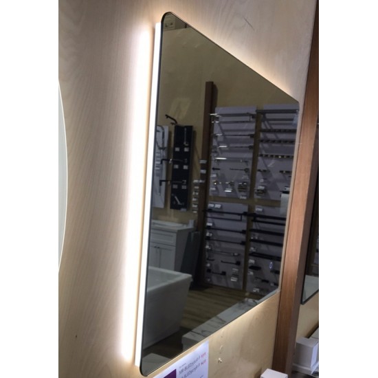 750x600mm Rectangle LED Mirror with Demister Backlit Touch Switch 3 Colours Lighting Frameless PC Back Lampshade