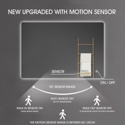 1200x750mm Rectangle LED Mirror with Motion Sensor Demister Backlit Touch Switch 3 Colours Lighting Frameless 1200x750mm Rectangle LED Mirror with Motion Sensor Demister Backlit Touch Switch 3 Colours Lighting Frameless