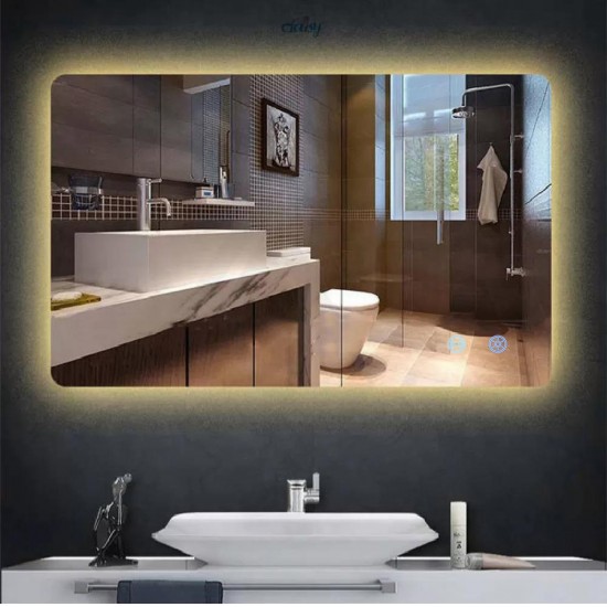 900x750mm Rectangle LED Mirror with Motion Sensor Demister Backlit Touch Switch 3 Colours Lighting Frameless