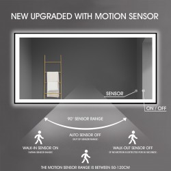 1500x750x40mm Rectangle LED Mirror with Motion Sensor Auto On Demister Touch Sensor Switch Wall Mounted 1500x750x40mm Rectangle LED Mirror with Motion Sensor Auto On Demister Touch Sensor Switch Wall Mounted