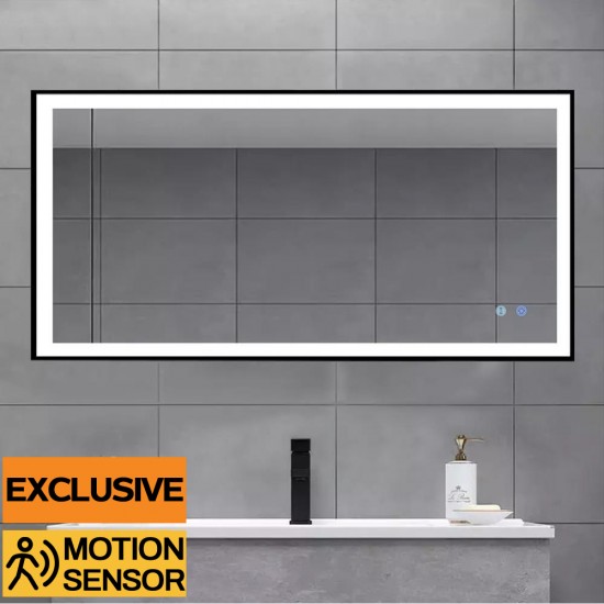 1200x750x40mm Rectangle LED Mirror with Motion Sensor Auto On Demister Touch Sensor Switch Wall Mounted Horizontal or Vertically