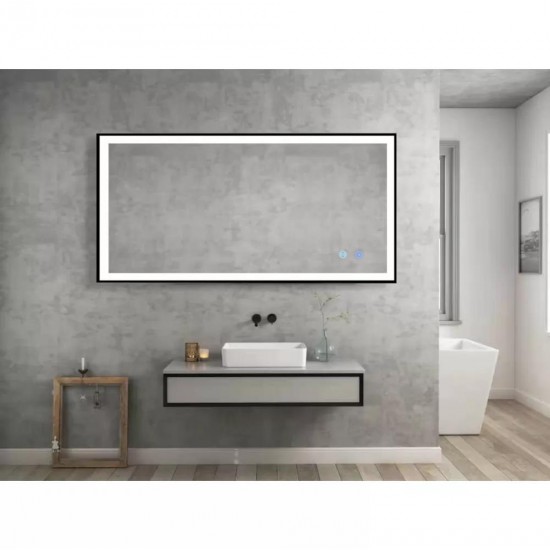 1200x750x40mm Rectangle LED Mirror with Motion Sensor Auto On Demister Touch Sensor Switch Wall Mounted Horizontal