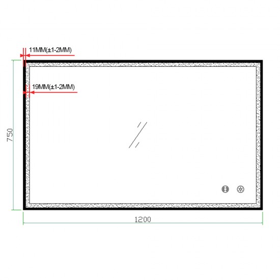 1200x750x40mm Rectangle LED Mirror with Motion Sensor Auto On Demister Touch Sensor Switch Wall Mounted Horizontal or Vertically