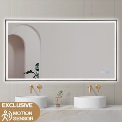 1200x750x40mm Rectangle LED Mirror with Motion Sensor Auto On Demister Touch Sensor Switch Wall Mounted Horizontal 1200x750x40mm Rectangle LED Mirror with Motion Sensor Auto On Demister Touch Sensor Switch Wall Mounted Horizontal