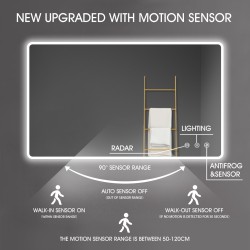 1200x750mm Rectangle LED Mirror with Motion Sensor Auto On Demister Touch Sensor Switch 1200x750mm Rectangle LED Mirror with Motion Sensor Auto On Demister Touch Sensor Switch