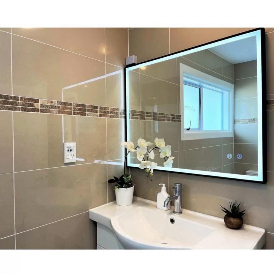 1500x750x40mm Rectangle LED Mirror with Demister Touch Sensor Switch Wall Mounted Vertical or Horizontal