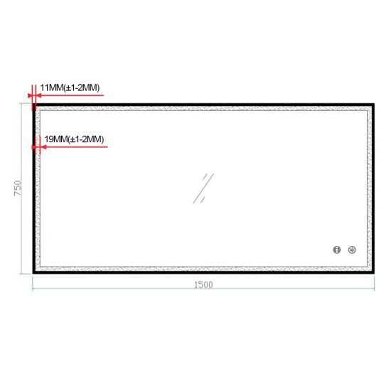 1500x750x40mm Rectangle LED Mirror with Demister Touch Sensor Switch Wall Mounted Vertical or Horizontal