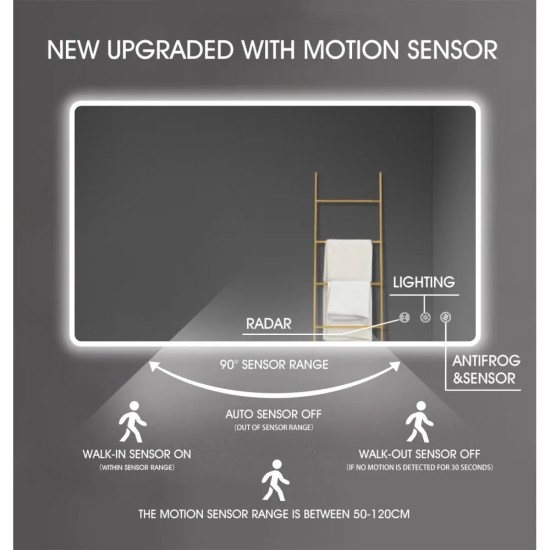 1500x750mm Rectangle LED Mirror with Motion Sensor And Demister Touch Switch 3 Colours Lighting 1500x750mm Rectangle LED Mirror with Motion Sensor And Demister Touch Switch 3 Colours Lighting